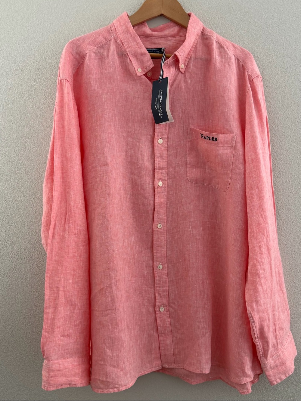 NEW Vineyard Vines Shirt Men 2XL 100% Linen Naples Passion Fruit Coastal Luxury